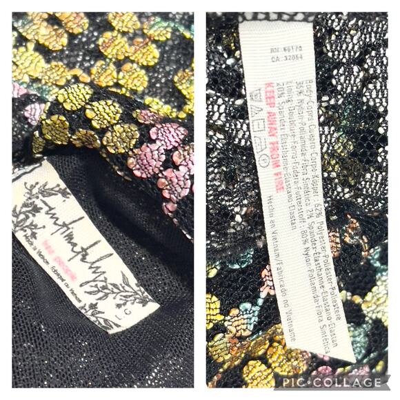 Free Prople Forget Me Not SZ L Floral Metallic Slip Dress - Picture 7 of 7